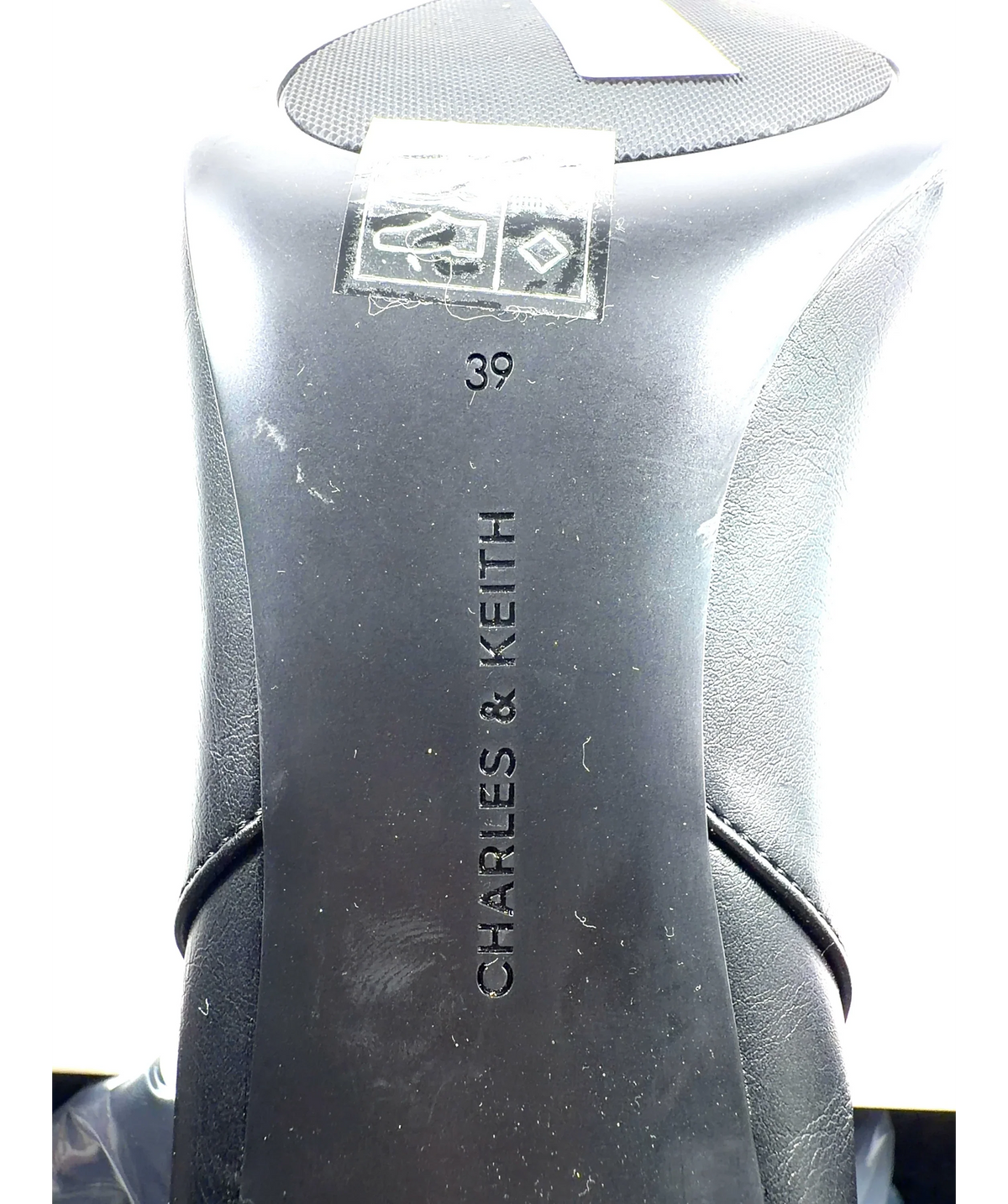 Charles & Keith Black Black Pointed Stiletto Knee-High Boots, size UK 6 EU 39 👠 — care label