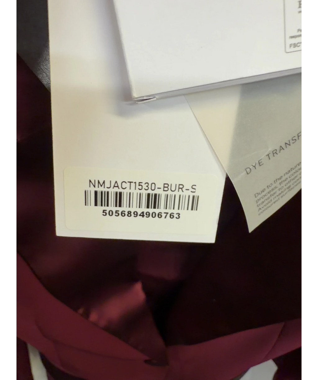 NADINE MERABI burgundy Natasha Burgundy Blazer, size UK 8 — label