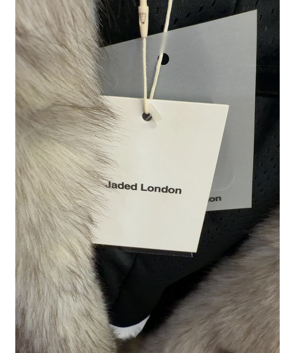 Jaded London Grey Vapor Fur Hood Bomber Jacket, size UK S — detail