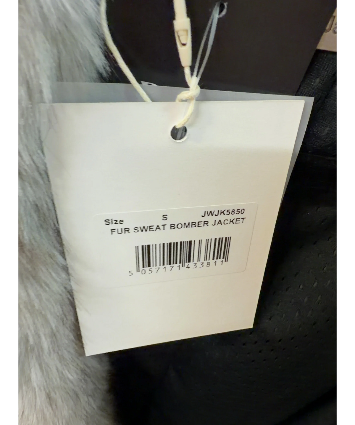 Jaded London Grey Vapor Fur Hood Bomber Jacket, size UK S — label