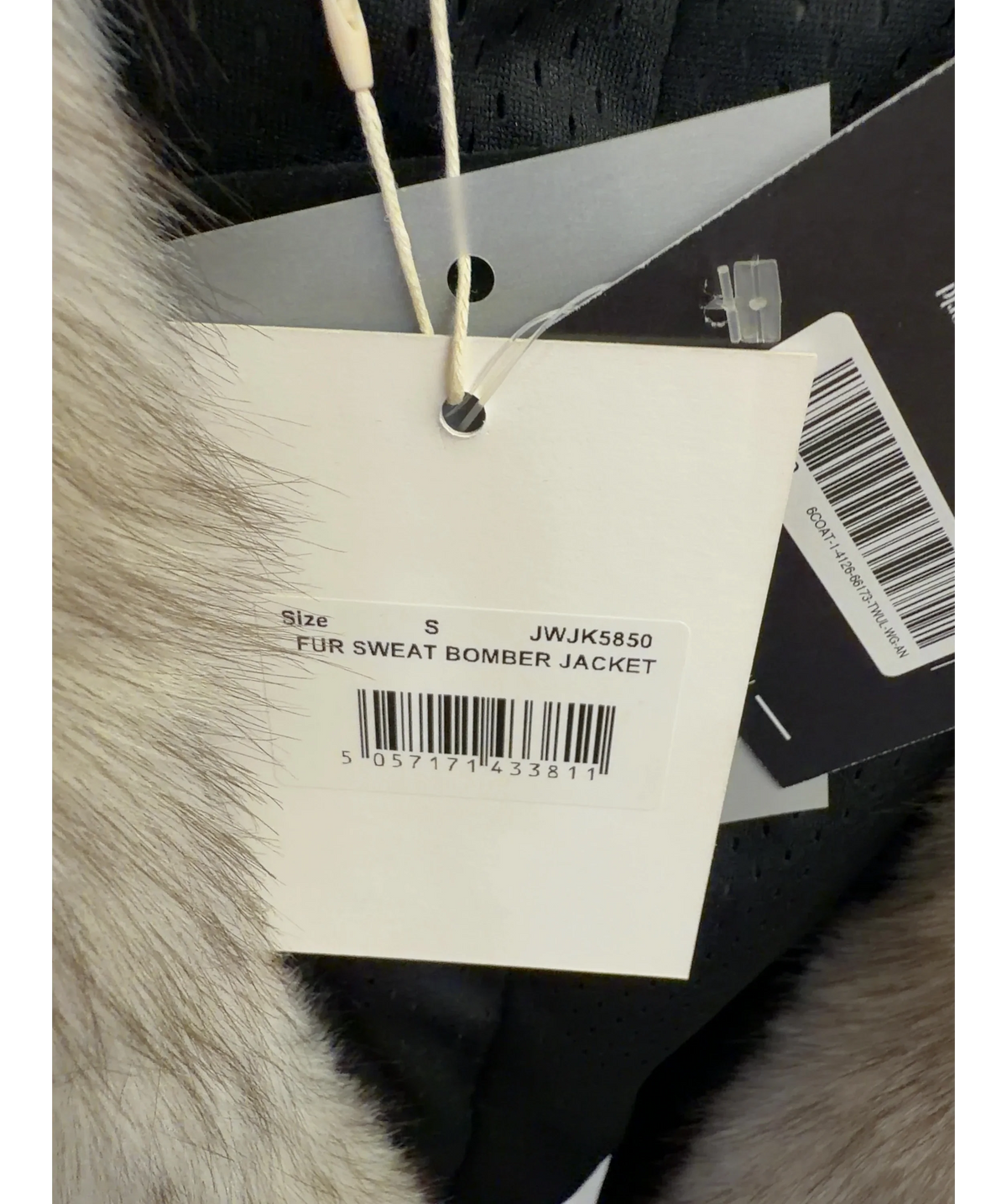 Jaded London Grey Vapor Fur Hood Bomber Jacket, size UK S — care label