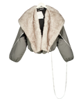 Jaded London Grey Vapor Fur Hood Bomber Jacket, size UK S — front