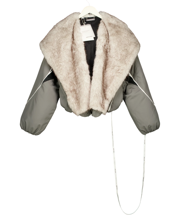 Jaded London Vapor Fur Hood Bomber Jacket Grey UK S