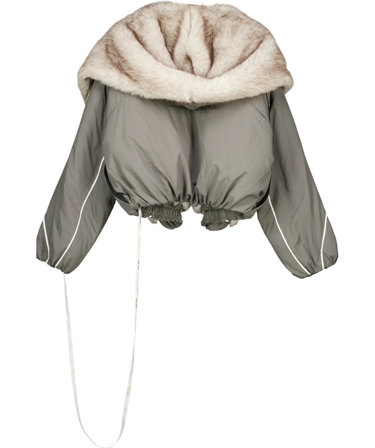 Jaded London Grey Vapor Fur Hood Bomber Jacket, size UK S — back