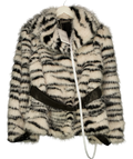 Jaded London White Ruvia Zebra Faux Fur Belted Coat, size UK S — front