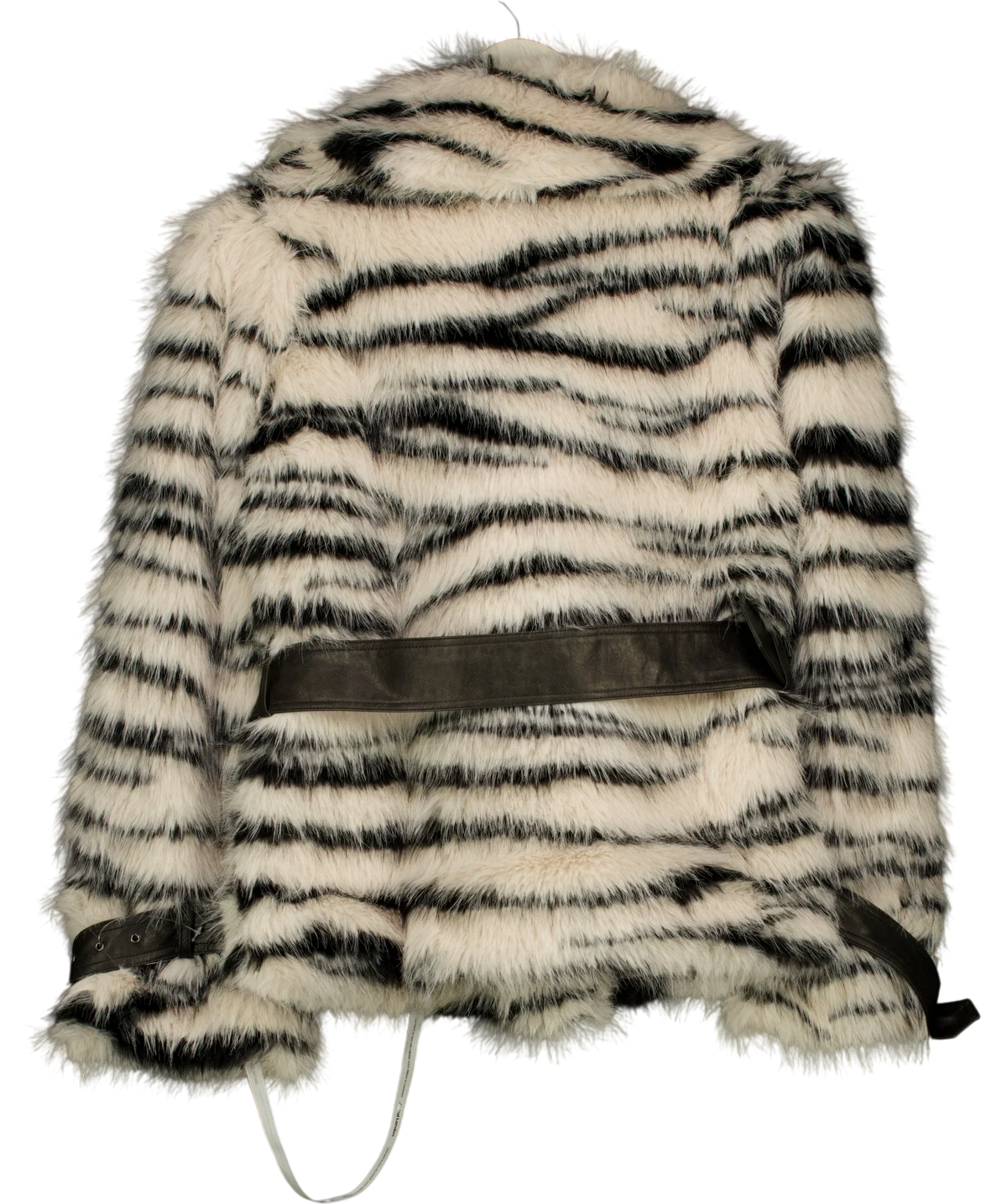 Jaded London White Ruvia Zebra Faux Fur Belted Coat, size UK S — back