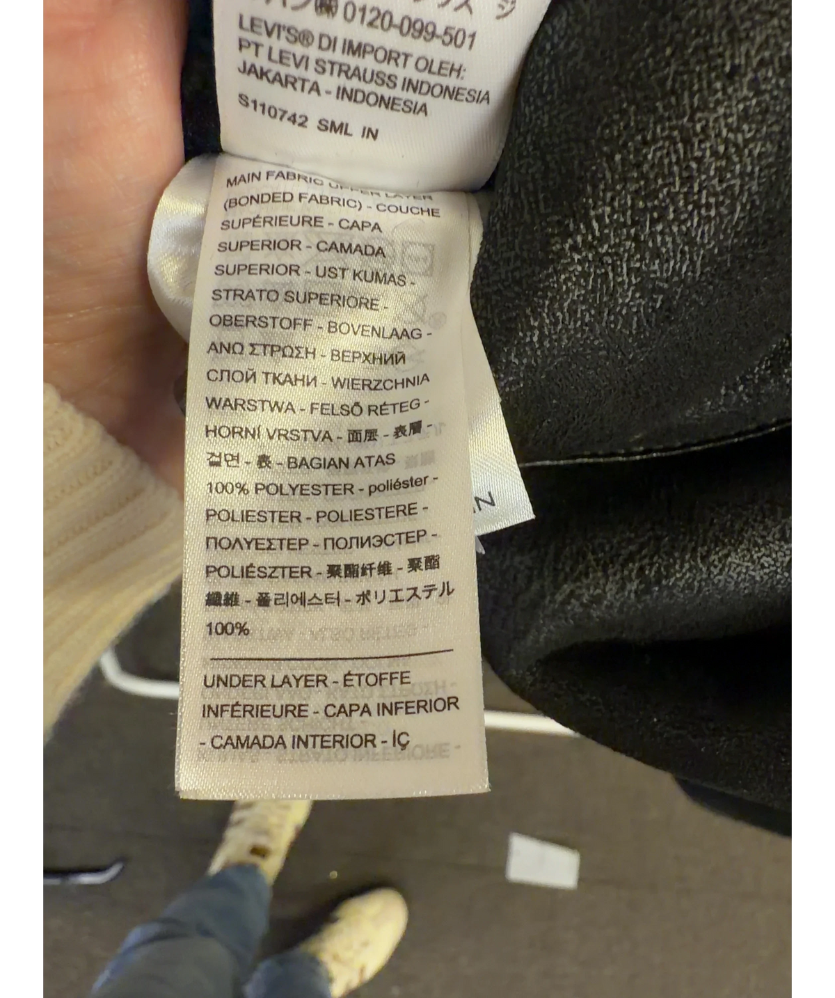 levis Black Naomi Reversible Coat, size UK S — label
