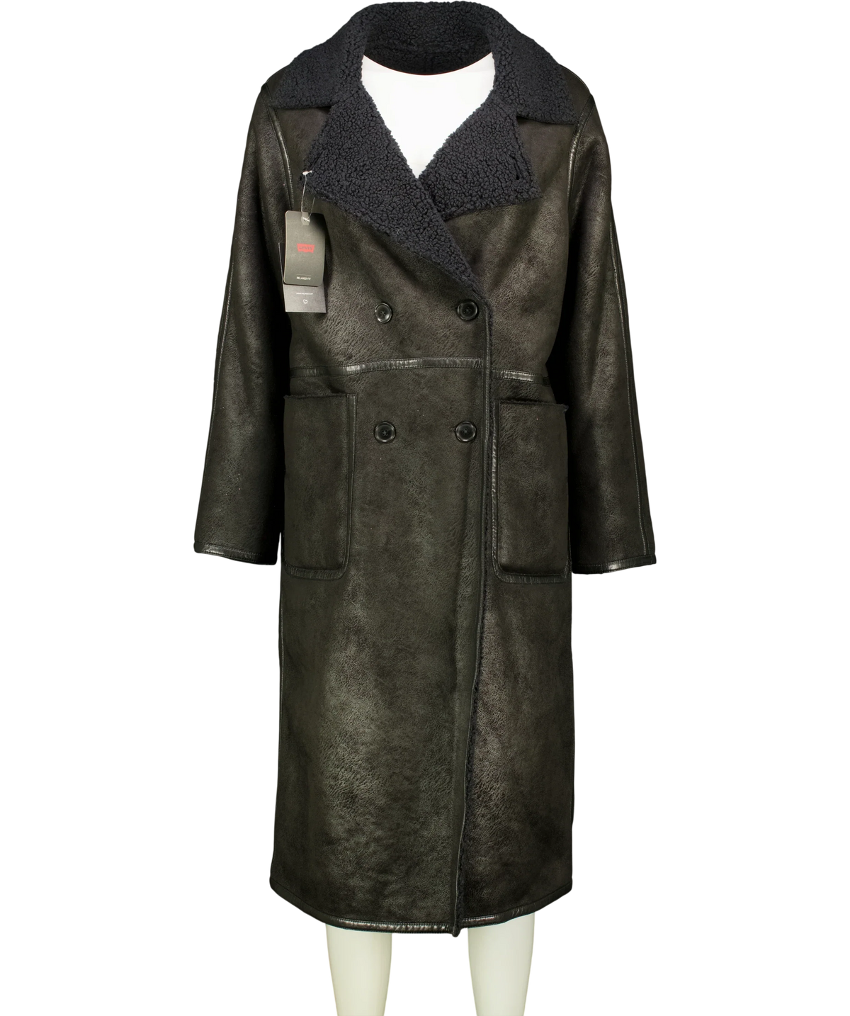 levis Black Naomi Reversible Coat, size UK S — front