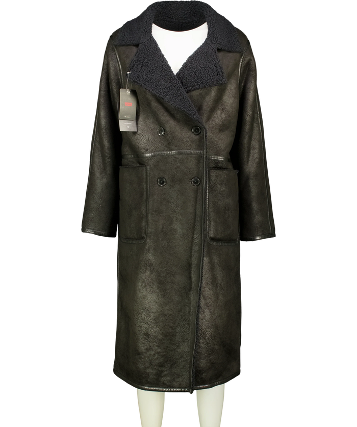 Levis Naomi Black Reversible Shearling Coat  UK S