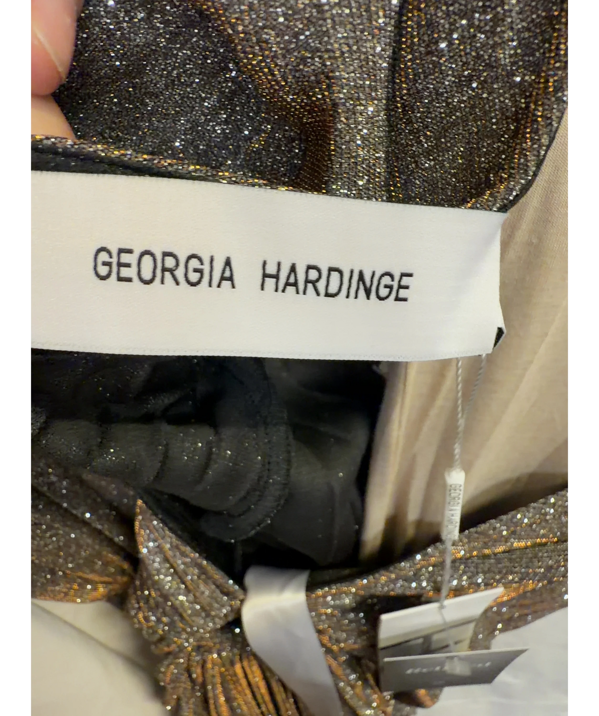Georgia Hardinge bronze Optic Dress Floor Length, size UK 8 — detail
