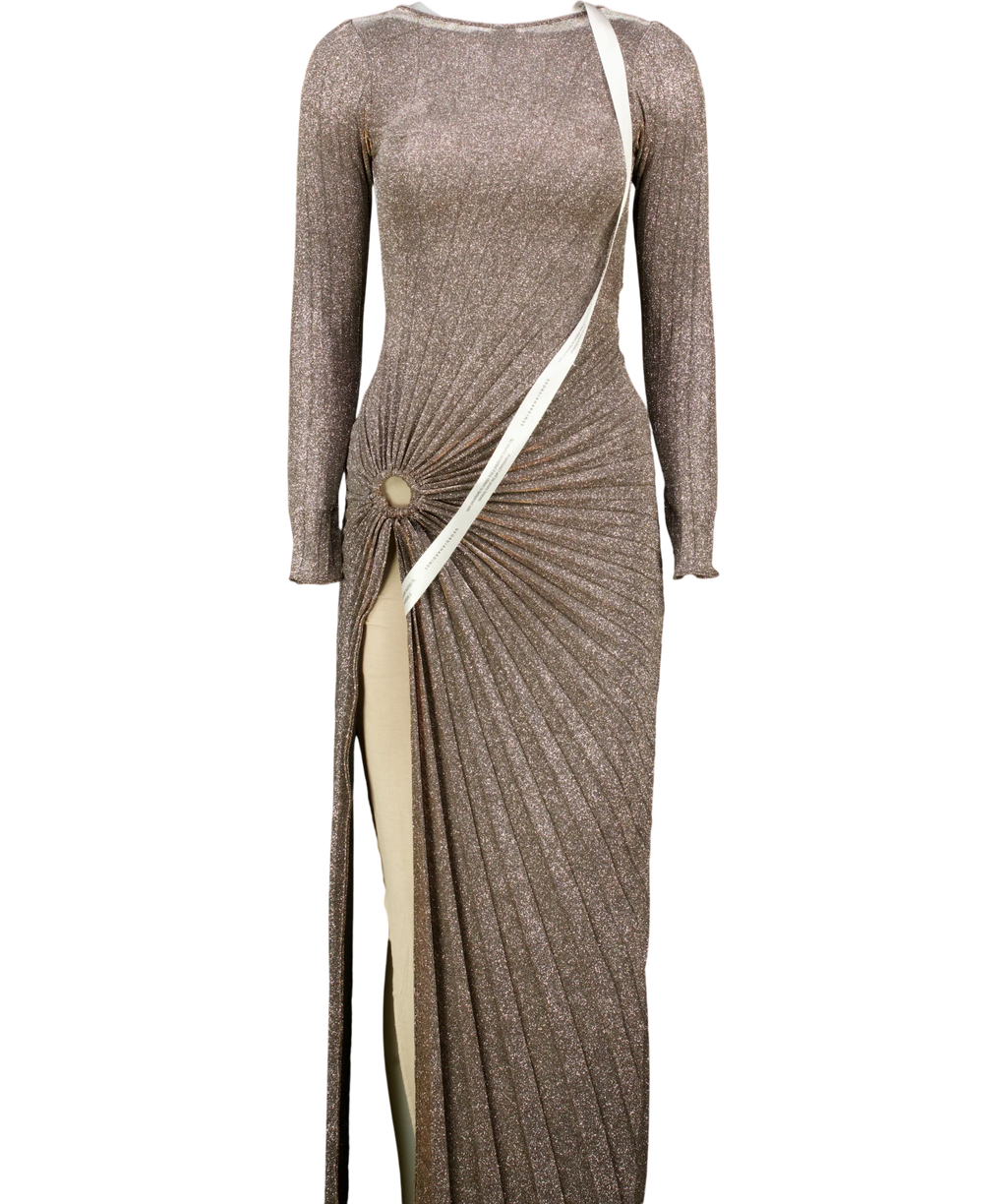 Georgia Hardinge bronze Optic Dress Floor Length, size UK 8 — front