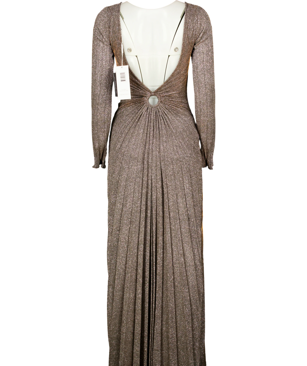 Georgia Hardinge bronze Optic Dress Floor Length, size UK 8 — back