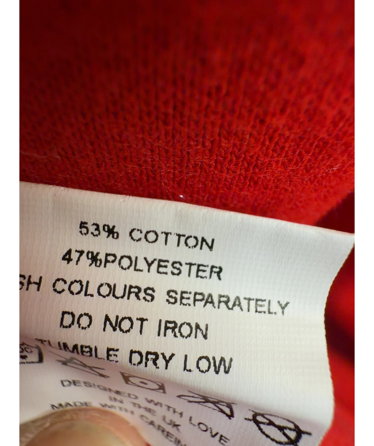 RASTY. Red Colour, size UK L — label