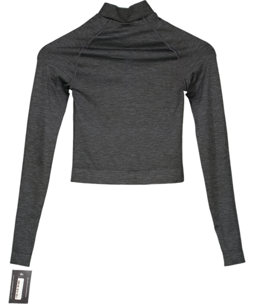 T/ALA Grey Cropped Zip Through Long Sleeve Active Top UK XS