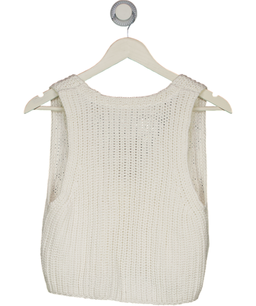FREE PEOPLE White Chunky Cotton Knit Close To Me Vest Waistcoat Top UK S