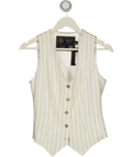 HOLLAND COOPER Hampton Waistcoat Oyster White Linen Pinstripe UK 8