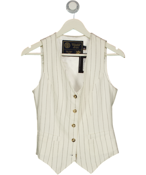 HOLLAND COOPER Hampton Waistcoat Oyster White Linen Pinstripe UK 8