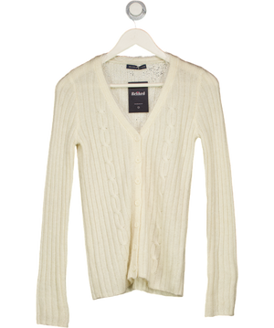 BRANDY MELVILLE Cream Mohair / Wool Blend Cableknit Cardigan With Lace Trim One Size