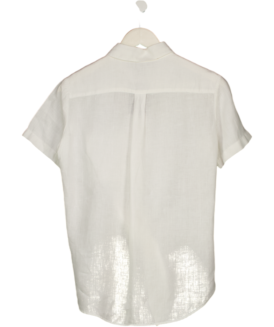 THEORY Hekanina White Linen Tie-front Top Szp UK 6
