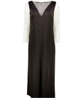 MASSIMO DUTTI Black Satin Embellished Mesh Panel Slip Dress UK S