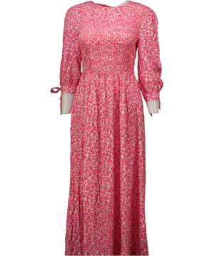 Whistles Pink Cheetah Print Shirred Dress UK 10