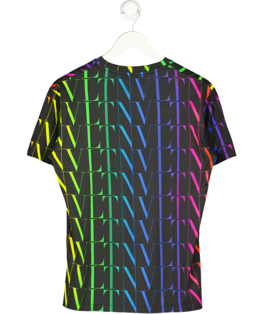 VALENTINO Black Garavani All-over Multicolor Logo T-shirt UK M