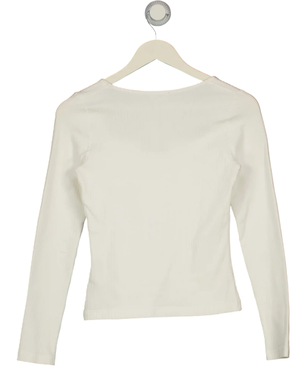 Whistles White Square Neck Long Sleeve Rib UK 8