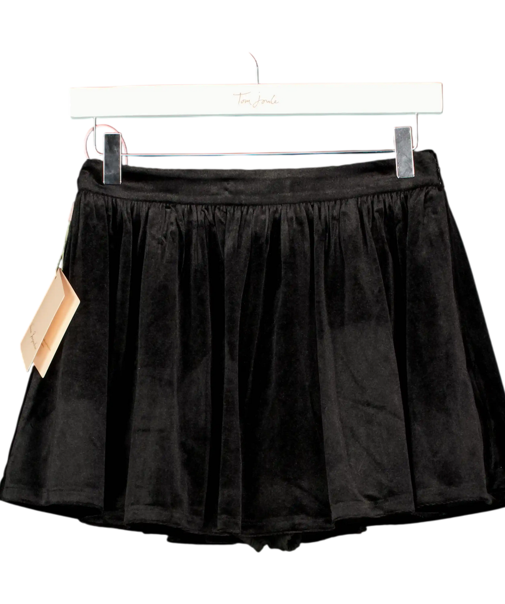 NANA JACQUELINE Black Isabellea Velvet Mini Skort With Built-in-shorts UK XS