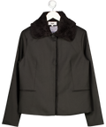 AQUI Black Fur Collar Coat UK S
