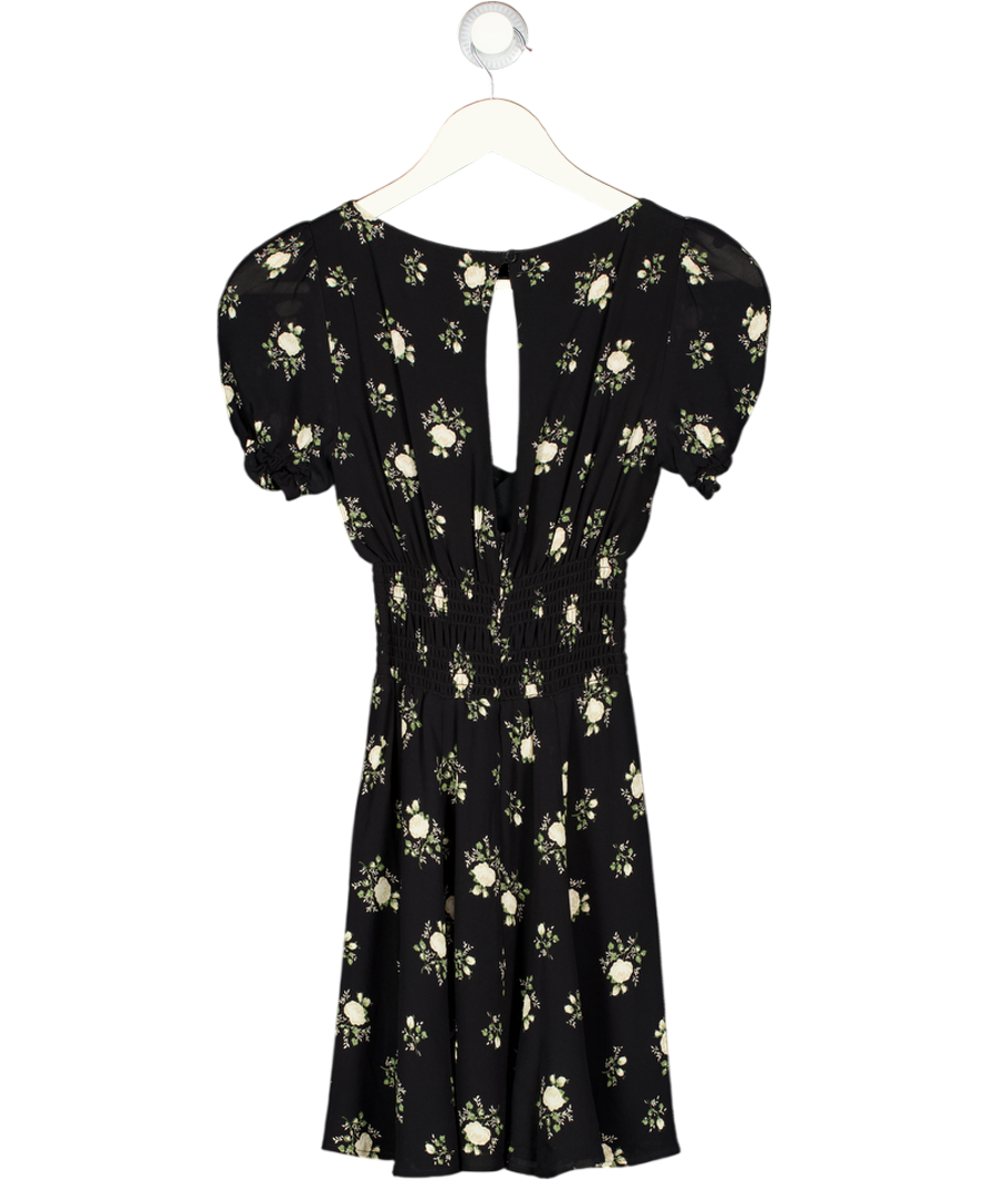 REFORMATION Black & Ivory Rose Print Mini Dress Sz0 UK 4