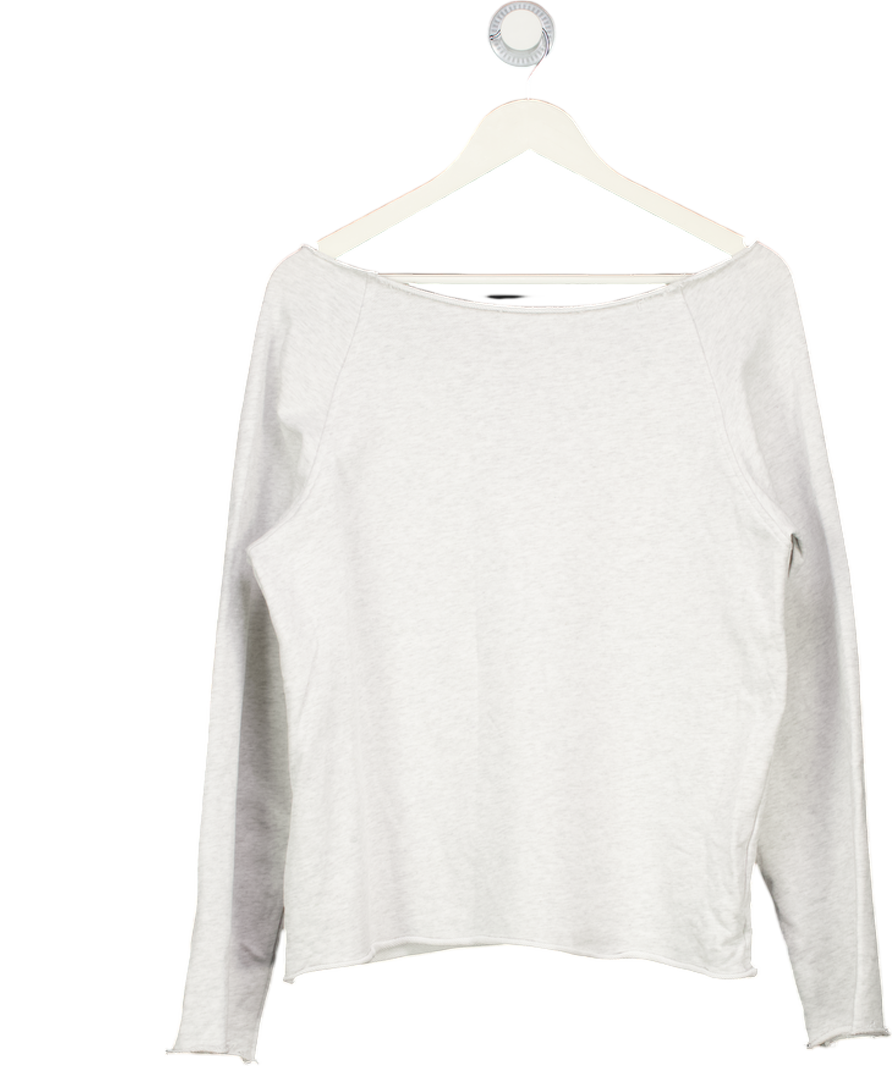 White Fox Off Shoulder Sweater Grey Marle Jumper UK S/M