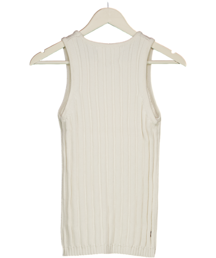 EME STUDIOS White Rib Pearl Tank Top UK S