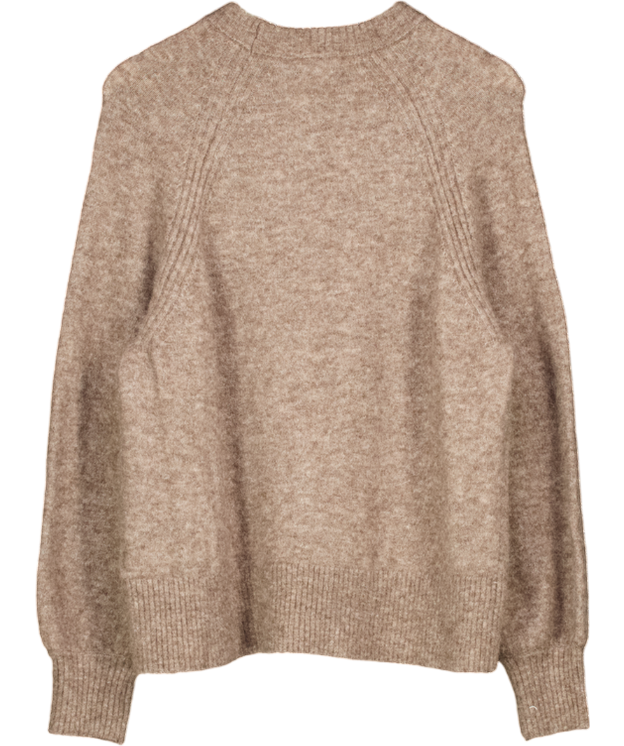 HUSH Taupe Brown Alpaca / Wool Blend Crew Neck Jumper UK S/M