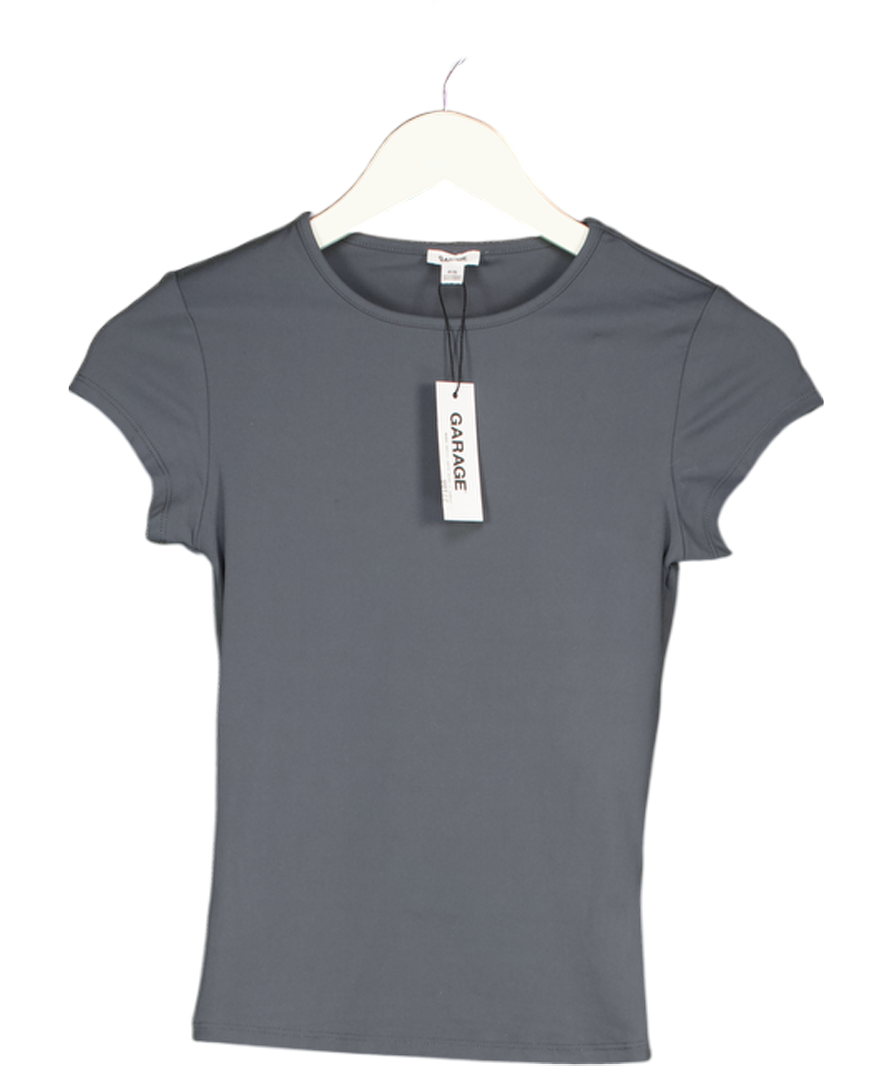GARAGE Grey Sleek Crewneck T-shirt UK S