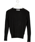 ZARA Black Fine Knit Jumper With Gold Button Detail UK S