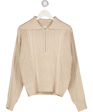 VARLEY Beige Camello Cable Knit Sweater UK XS