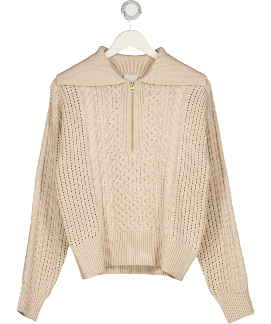 VARLEY Beige Camello Cable Knit Sweater UK XS