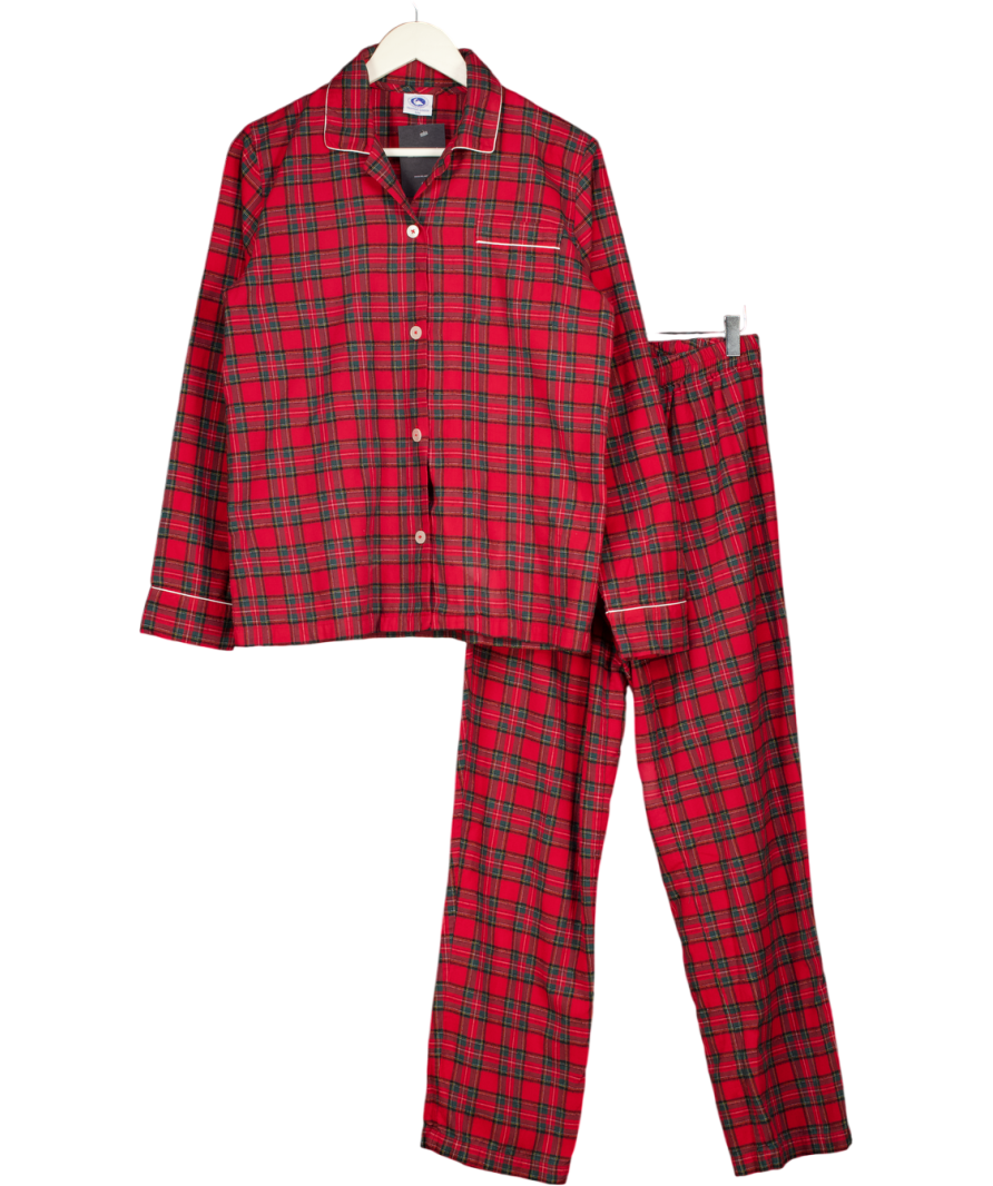 TROTTERS OF LONDON Red Classic Brushed Cotton Tartan Pyjama Set UK S/M