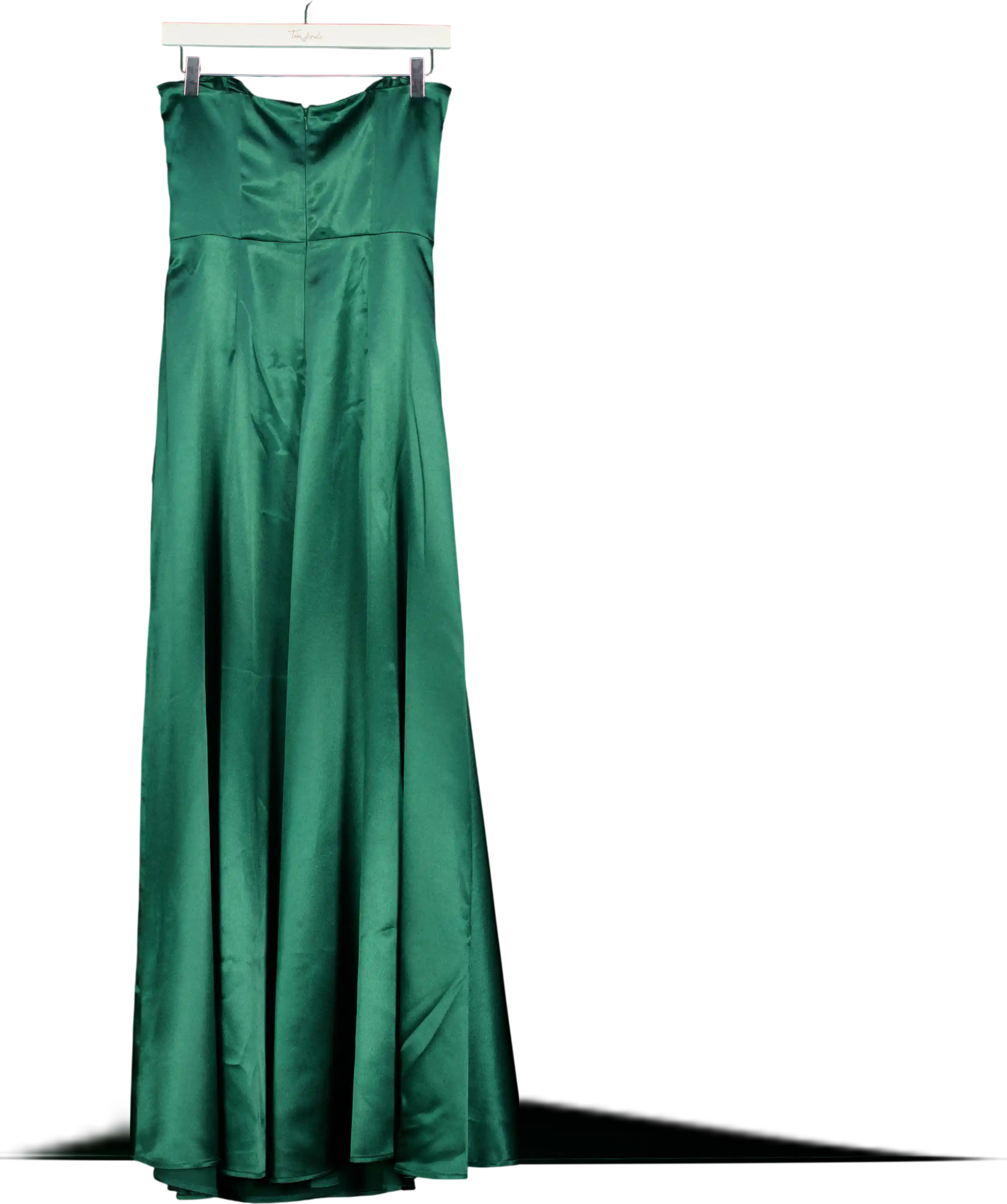 Goddiva Green Front Split Satin Bandeau Maxi Dress UK 8