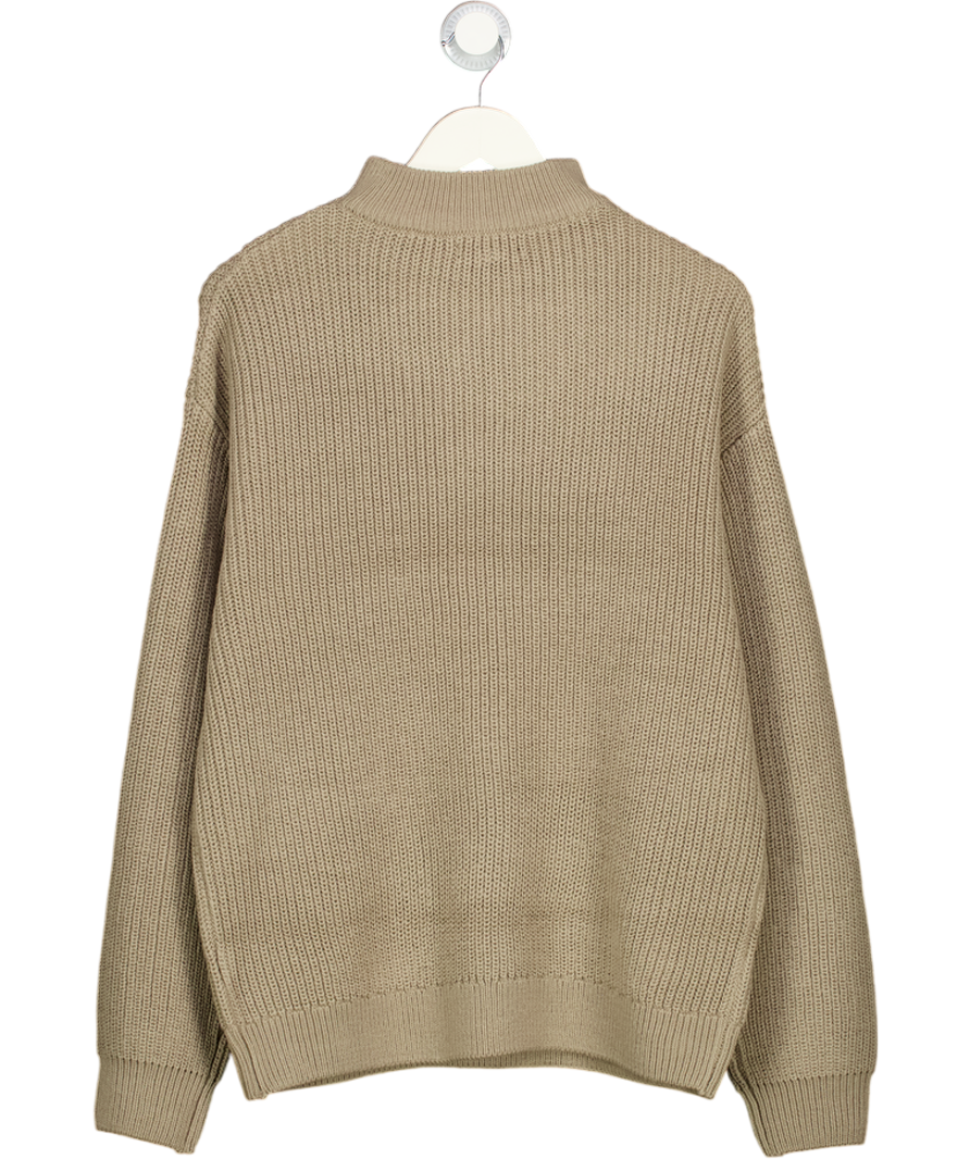 New Look Beige Fisherman Knit 1/4 Zip Jumper In Mink UK M