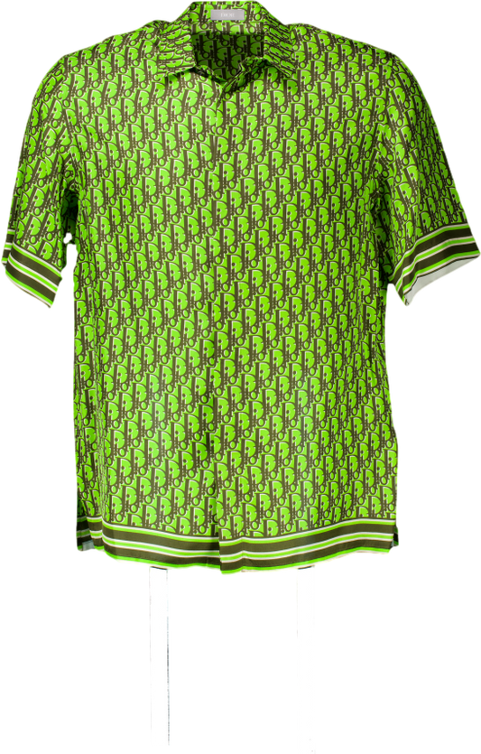 Dior X Cactus Jack Green Oblique Pixel Short-sleeved Shirt UK M