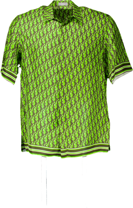 Dior Green Oblique Pixel Short-sleeved Shirt UK M
