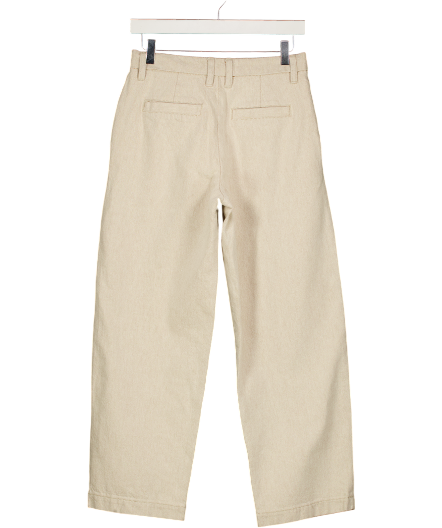 RIVER ISLAND Beige 100% Cotton Pleated Tailored Trouser UK 6