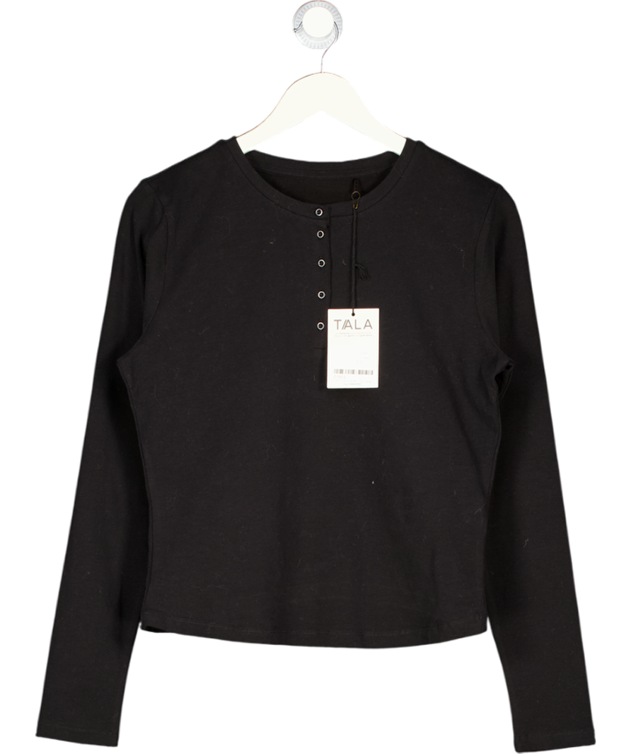T/ALA Black 365 Core Cotton Henley Top UK XL