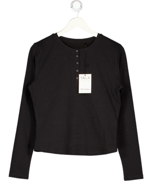 T/ALA Black 365 Core Cotton Henley Top UK XL