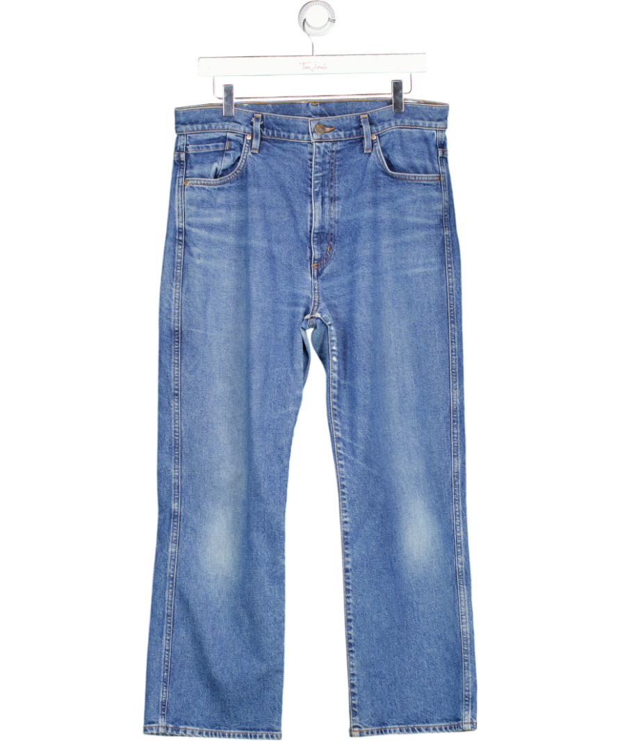 GoldSign Blue Cotton Relaxed Leg Cropped Jeans W30