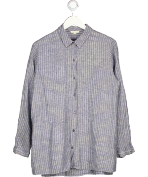 EILEEN FISHER Blue Stripe Linen Shirt UK M
