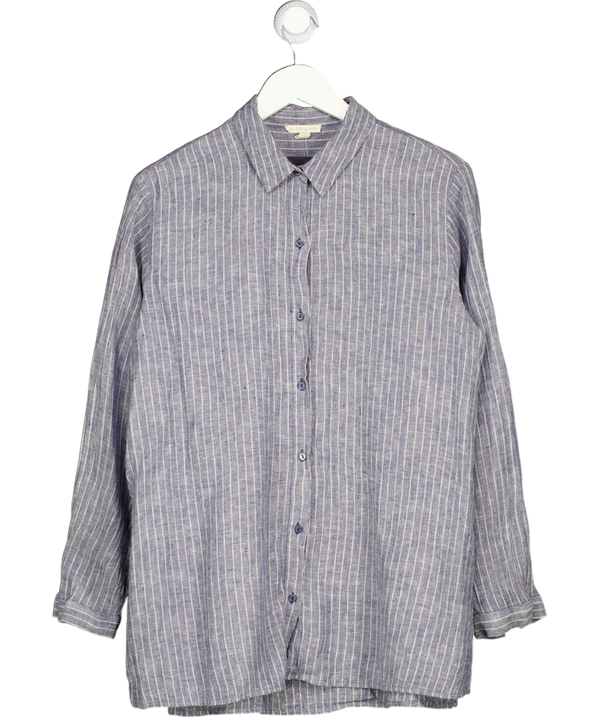 EILEEN FISHER Blue Stripe Linen Shirt UK M