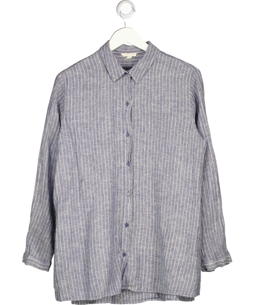 EILEEN FISHER Blue Stripe Linen Shirt UK M