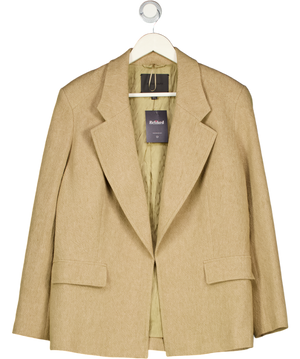 M&S Beige Autograph  Flax Linen Blend Relaxed Textured Blazer UK 12